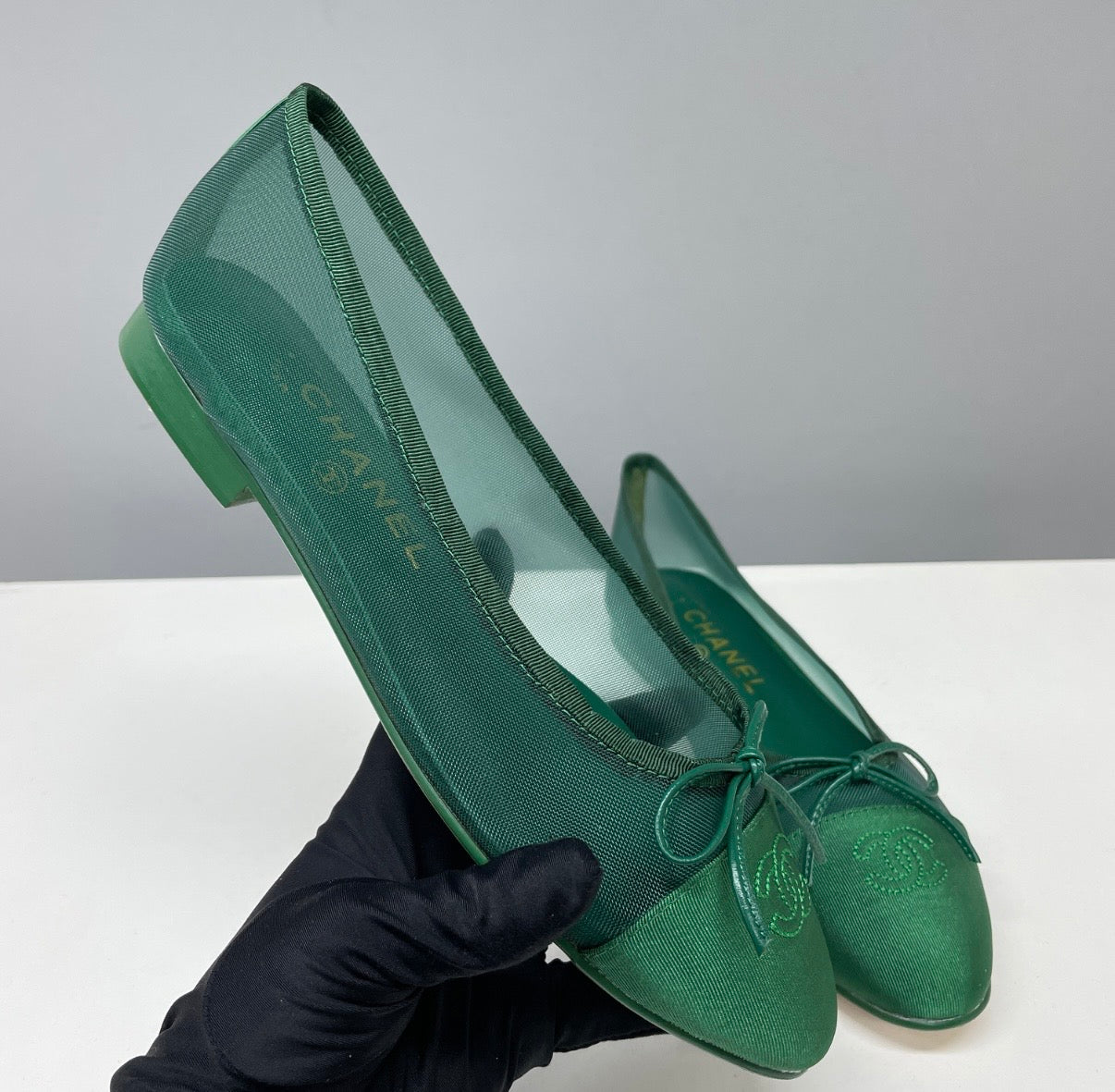 Ballerine transparente verte