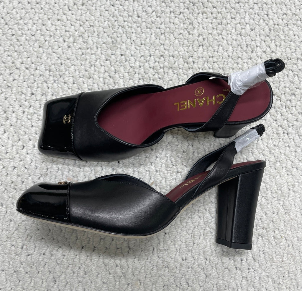 Slingbacks à talon bout carré