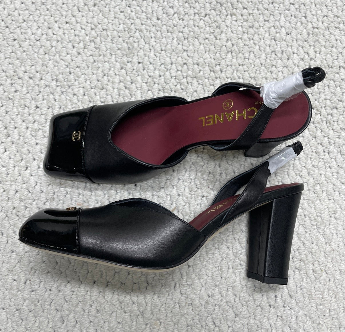 Slingbacks à talon bout carré