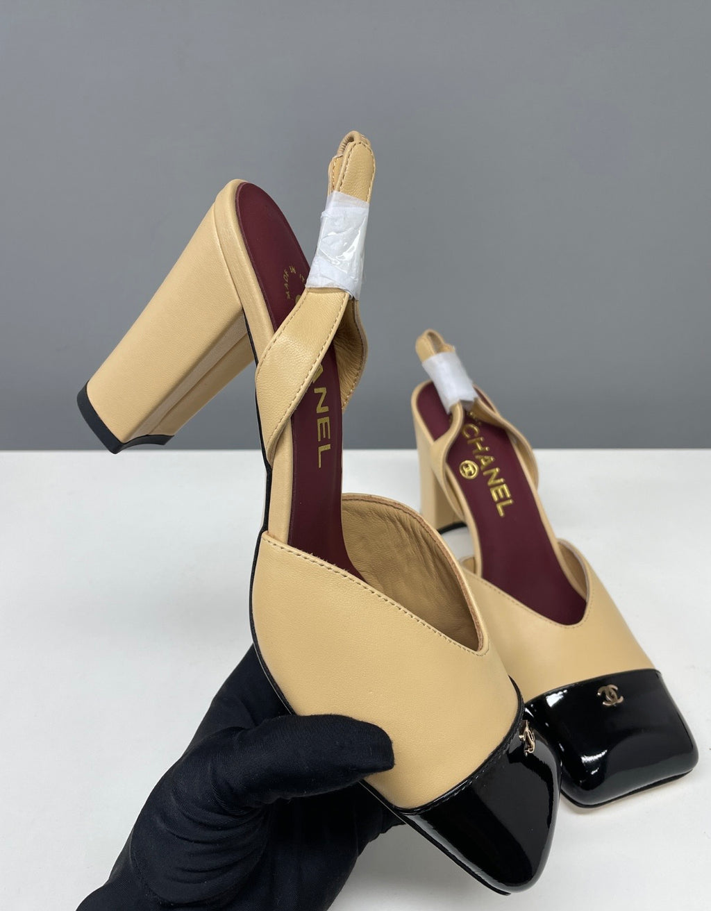 Slingbacks à talon bout carré