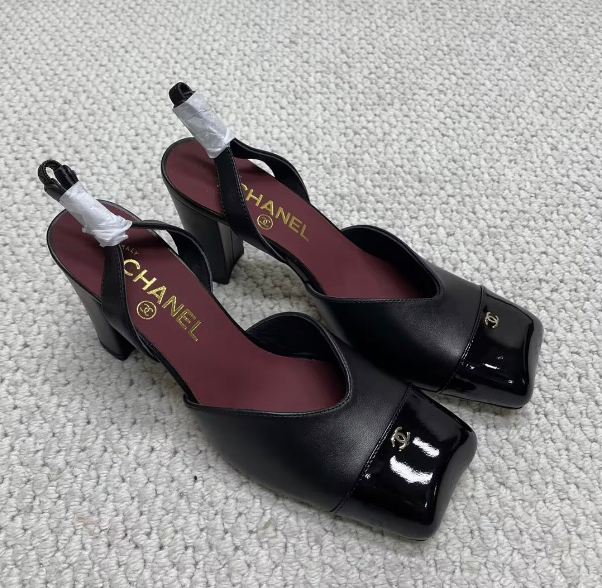 Slingbacks à talon bout carré