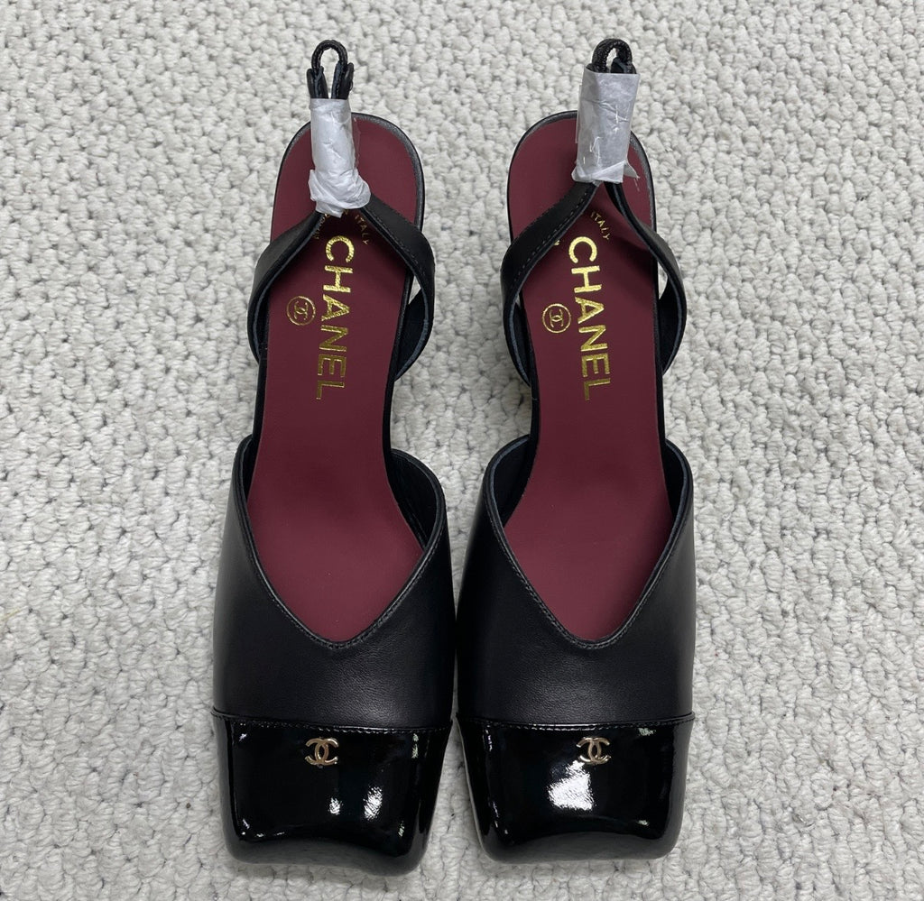 Slingbacks à talon bout carré