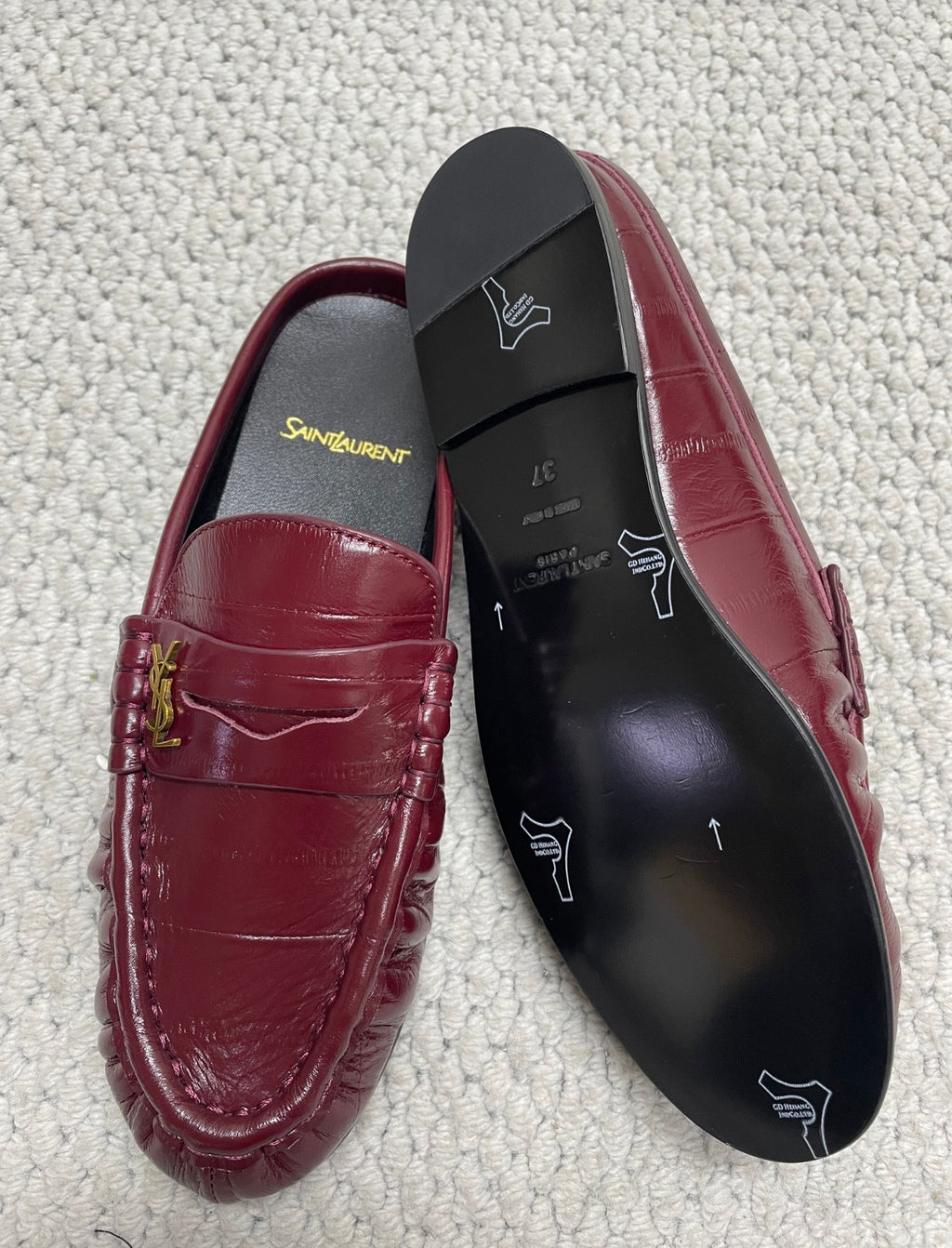 Mule façon mocassin bordeaux