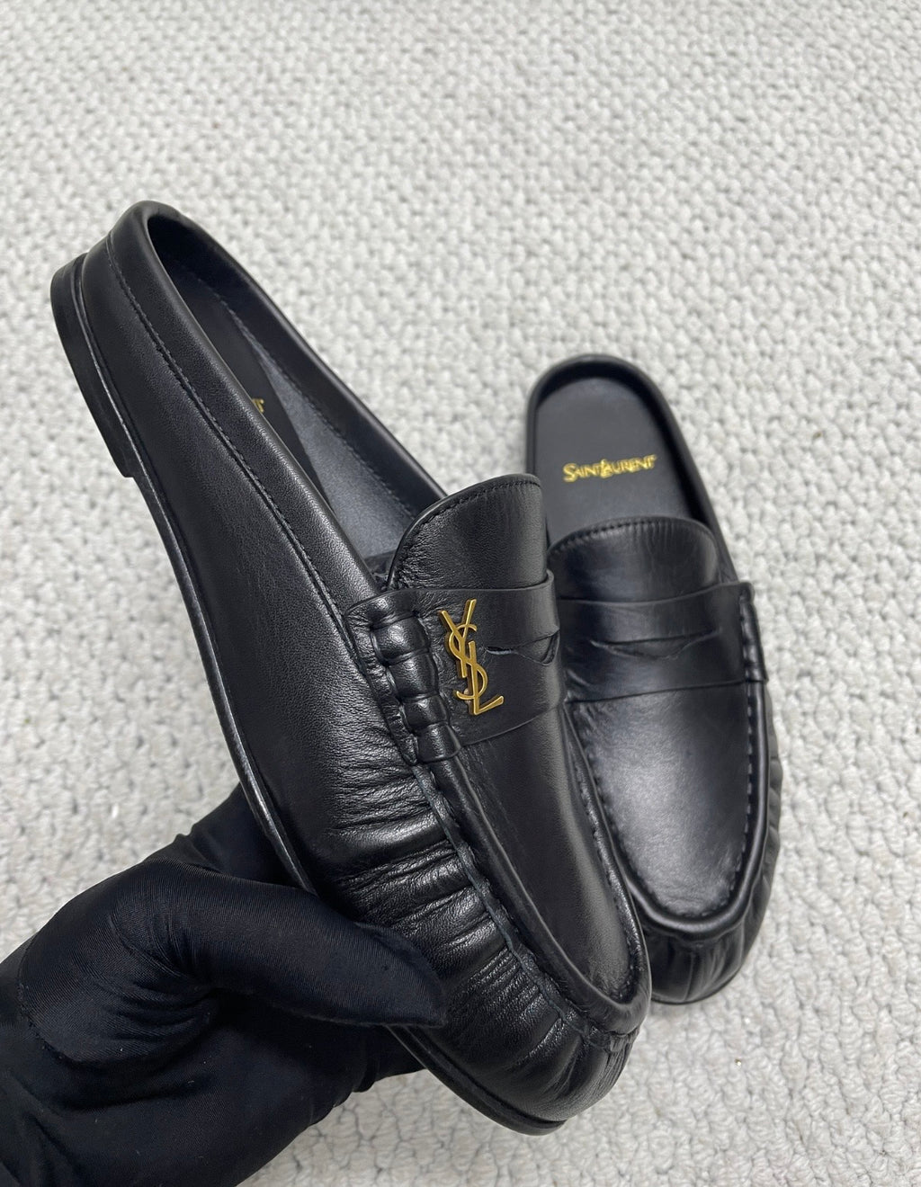 Mule façon mocassin noire