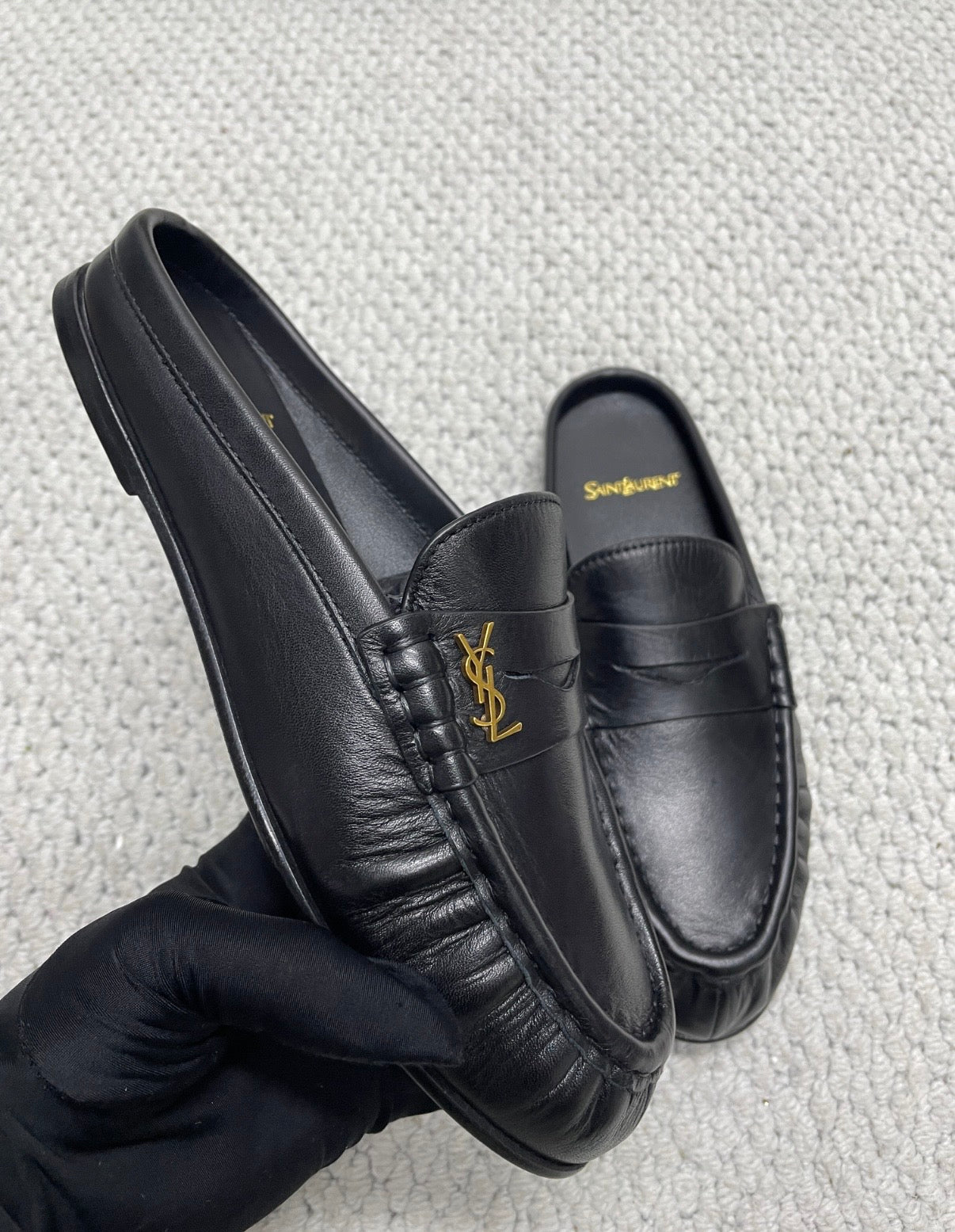 Mule façon mocassin noire