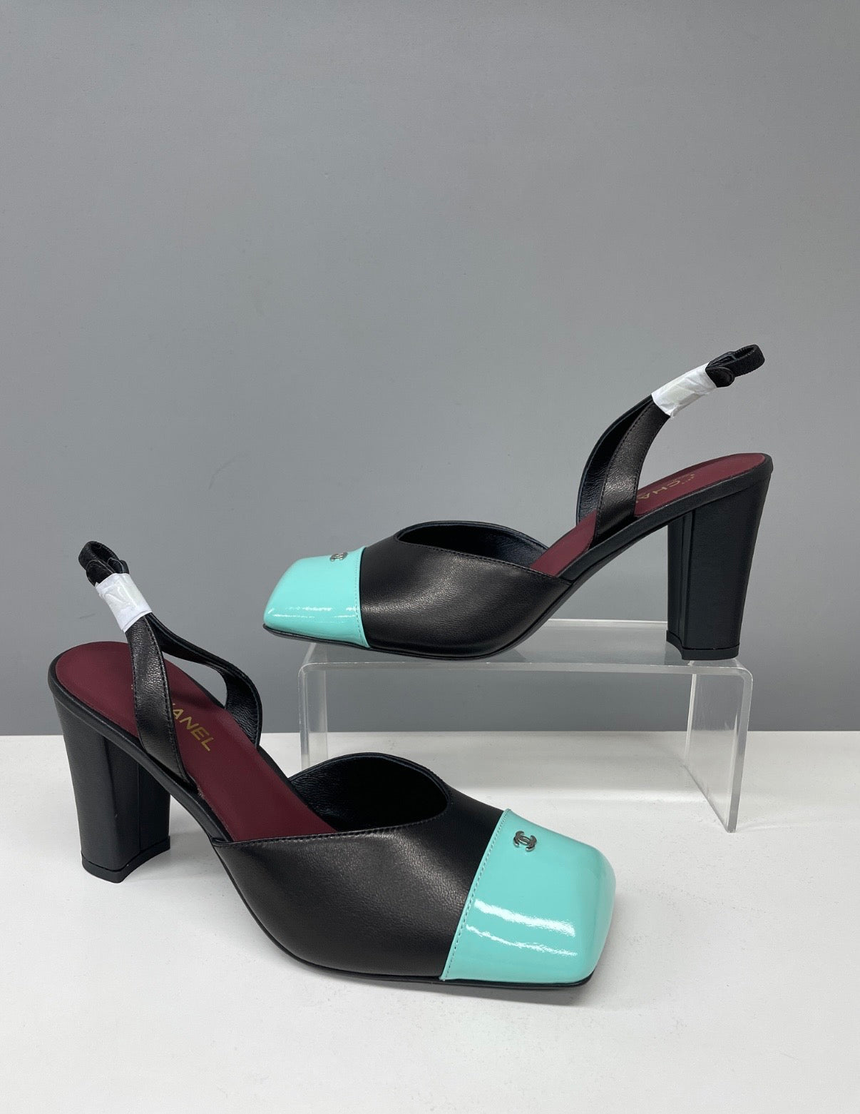 Slingbacks à talon bout carré